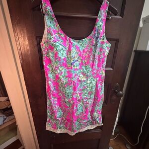 Lilly Pulitzer Vibrant Pink and Green Tank Top